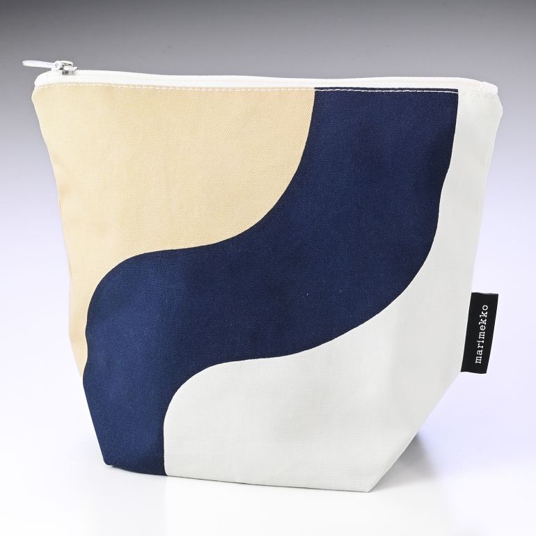 マリメッコ marimekko ポーチ Seireeni セイレーニ ベージュ×ダークブルー 072272 158 北欧雑貨 北欧デザイン ネコポス限定 送料無料<br>【スペシャルラッピング660円(別売り)】