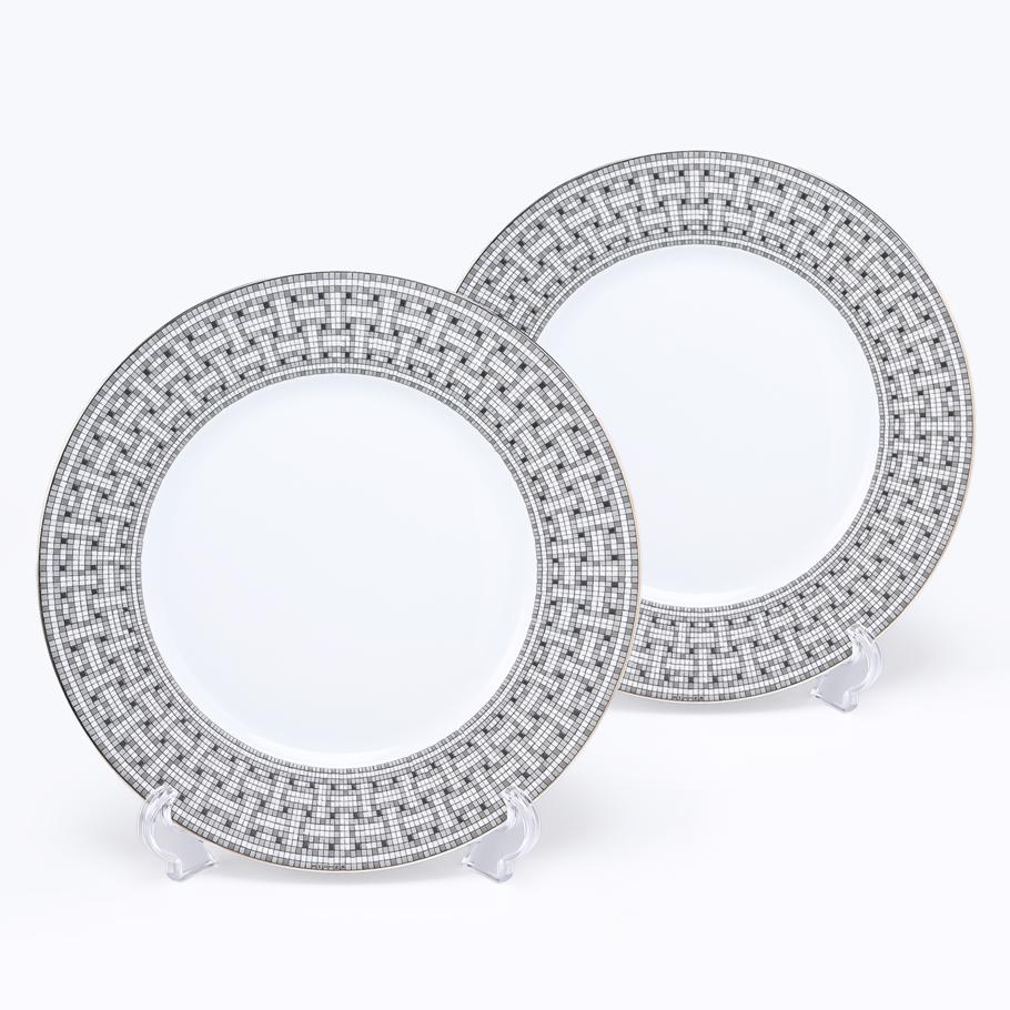 エルメス HERMES モザイク ヴァンキャトル プラチナ 035001P 27.5cm アメリカンディナープレート ペア 大皿 洋食器 名入れ可有料  【スペシャルラッピング660円(別売り)】