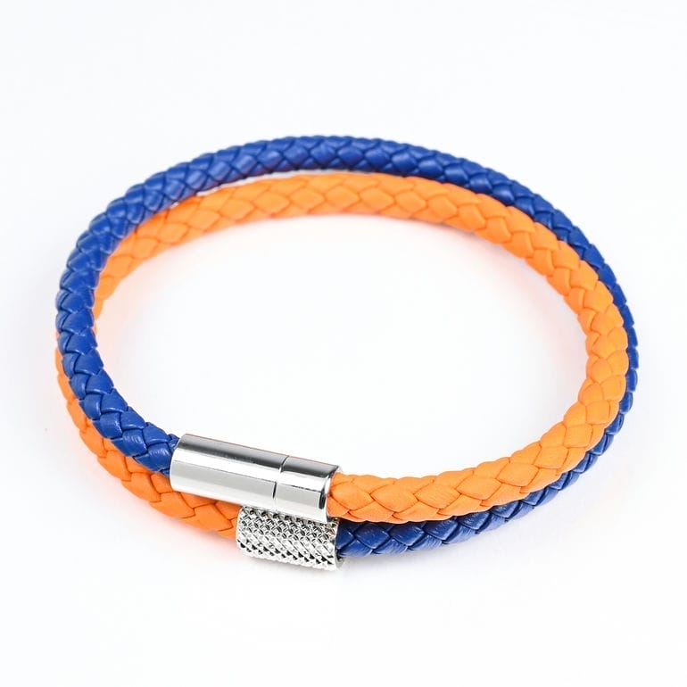 モンアート MONART ブレスレット メンズ ダブルワイディング ウーブンレザー ブルー/オレンジ BR/121 D M Made in Italy 正規代理店