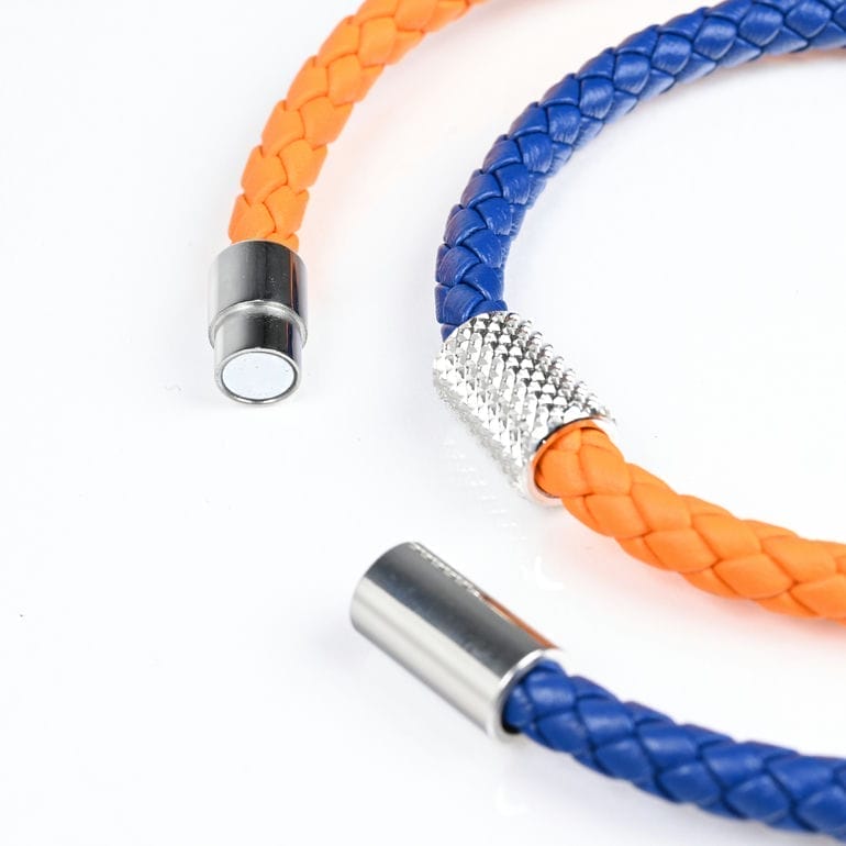 モンアート MONART ブレスレット メンズ ダブルワイディング ウーブンレザー ブルー/オレンジ BR/121 D M Made in Italy 正規代理店