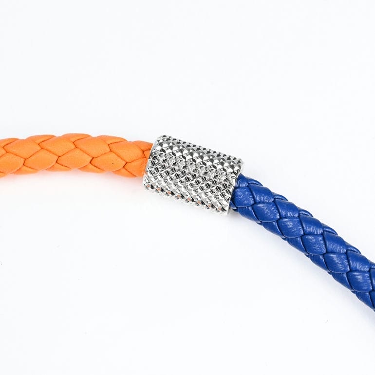 モンアート MONART ブレスレット メンズ ダブルワイディング ウーブンレザー ブルー/オレンジ BR/121 D M Made in Italy 正規代理店