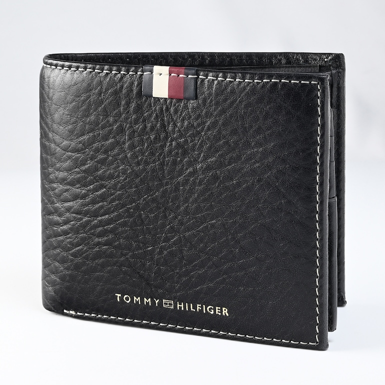 高品質ヨーロッパ輸入モデル トミーヒルフィガー TOMMY HILFIGER 二つ折り財布 メンズ ブラック AM0AM11598 BDS BK ウォレット 折りたたみ 名入れ可有料 【スペシャルラッピング660円(別売り)】
