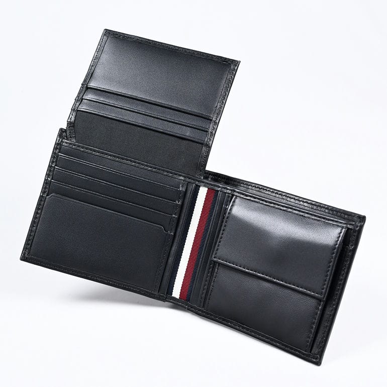 高品質ヨーロッパ輸入モデル トミーヒルフィガー TOMMY HILFIGER 二つ折り財布 メンズ ブラック AM0AM11598 BDS BK ウォレット 折りたたみ 名入れ可有料 【スペシャルラッピング660円(別売り)】