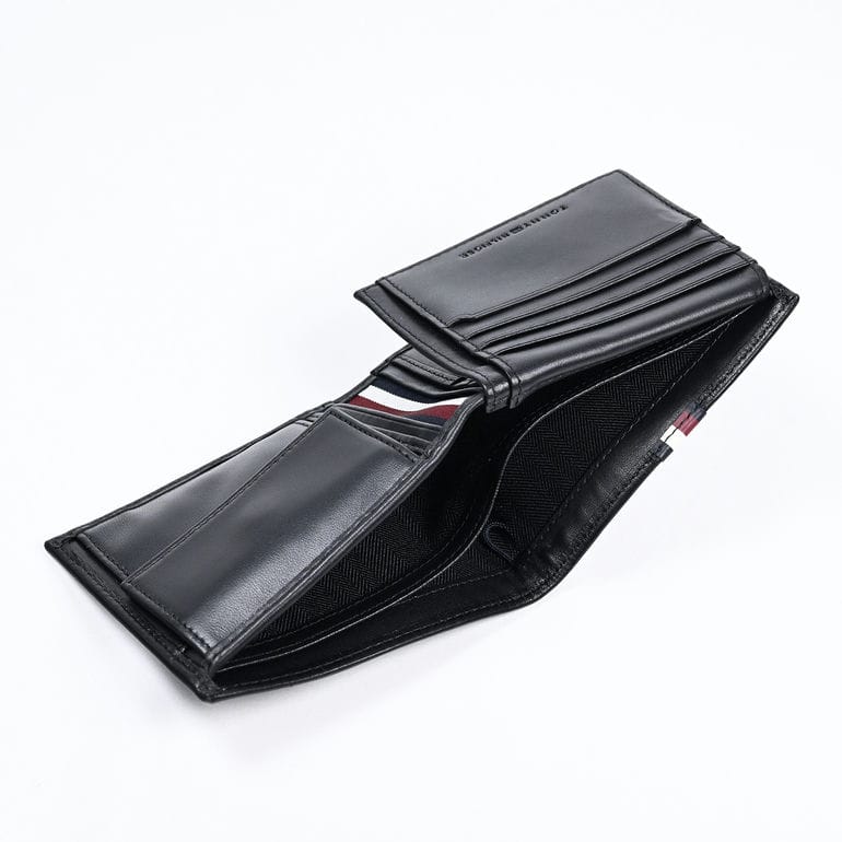高品質ヨーロッパ輸入モデル トミーヒルフィガー TOMMY HILFIGER 二つ折り財布 メンズ ブラック AM0AM11598 BDS BK ウォレット 折りたたみ 名入れ可有料 【スペシャルラッピング660円(別売り)】
