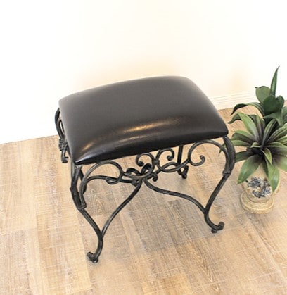 クラシカルスツール アイアン×ブラウン合皮 | アイアン