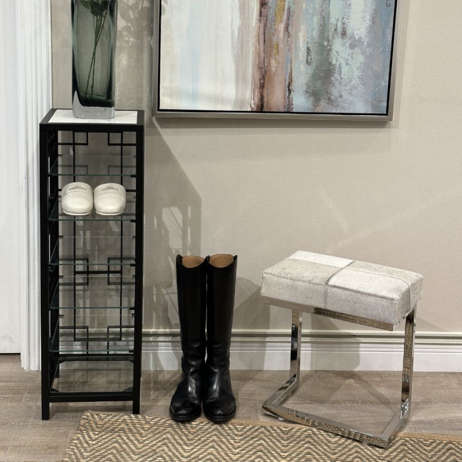 リアルファー玄関スツール グレー | 家具,チェア,スツール |インテリア