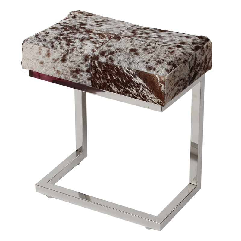 リアルファー玄関スツール ブラウン/ホワイト