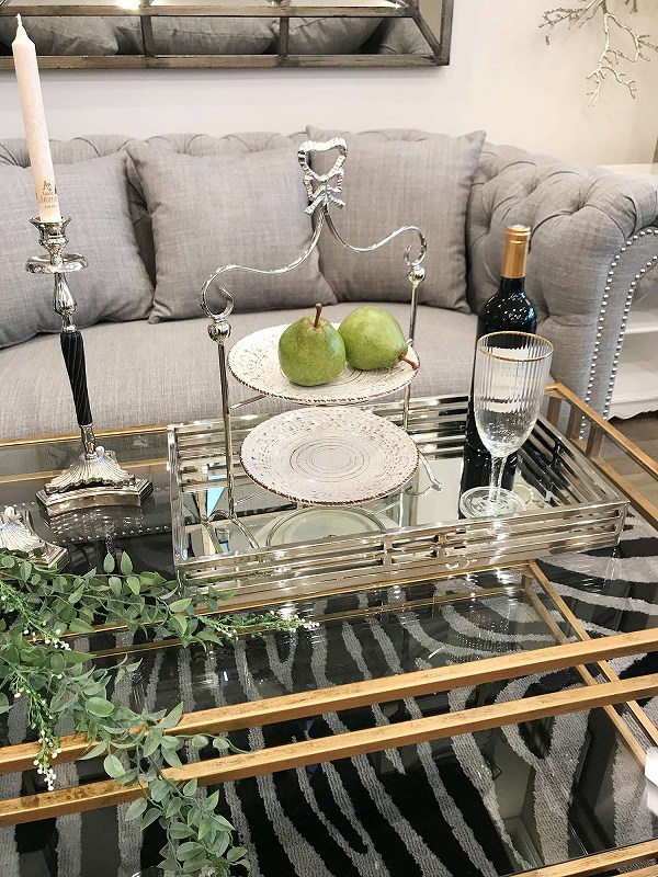 トレイ ミラー シルバー 幅50cm アクセサリー ディスプレイ