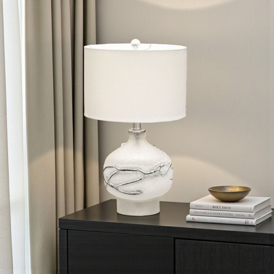 フロストガラステーブルランプ シルバーホワイト