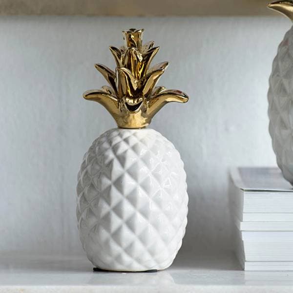【4月入荷】パイナップルオブジェ ホワイト＆ゴールド 高さ17cm