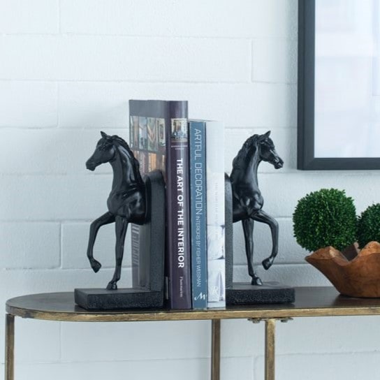 ブックエンド 馬 黒 2個セット