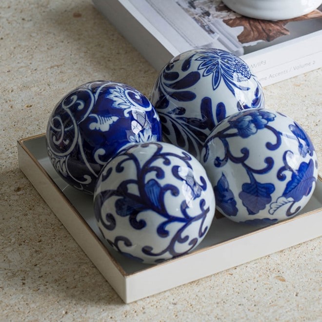 陶器 シノワズリボールオブジェ 4個セット