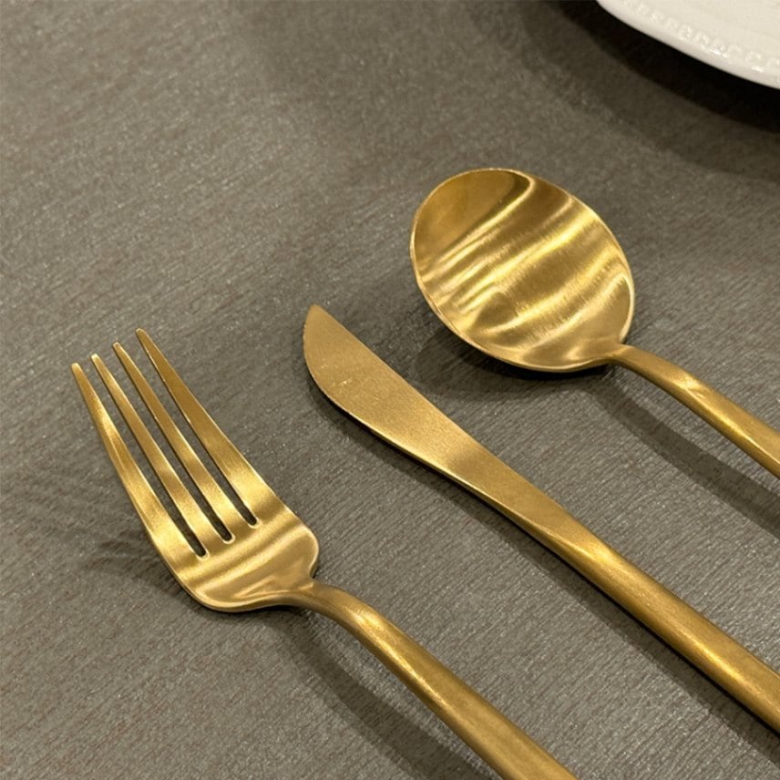 ステンレス ゴールドカトラリー3点セット（フォーク・ナイフ