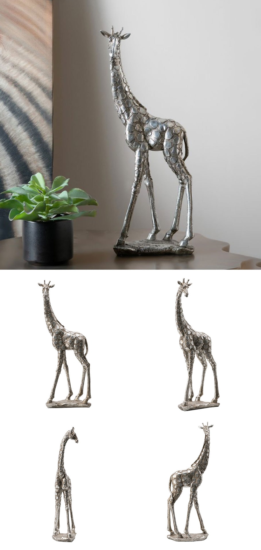 キリンのオブジェ シルバー 高さ47cm | 全ての商品 |インテリア