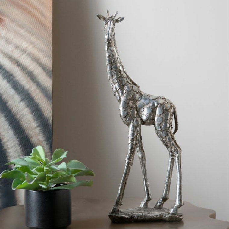 キリンのオブジェ シルバー 高さ47cm