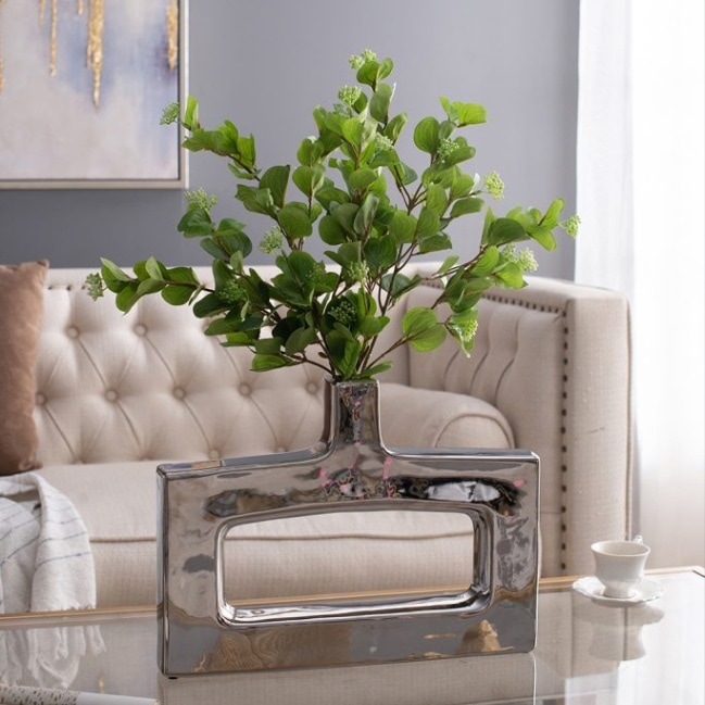 モダンセラミックフラワーベース スクエアハンドル W41cm