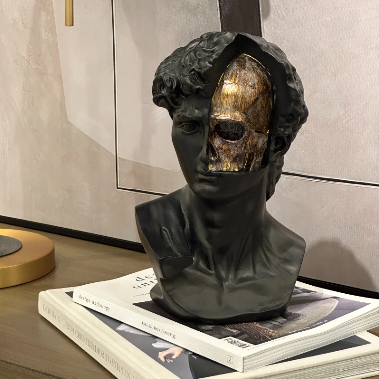 ダビデ×スカル アートオブジェ ブラック＆ゴールド