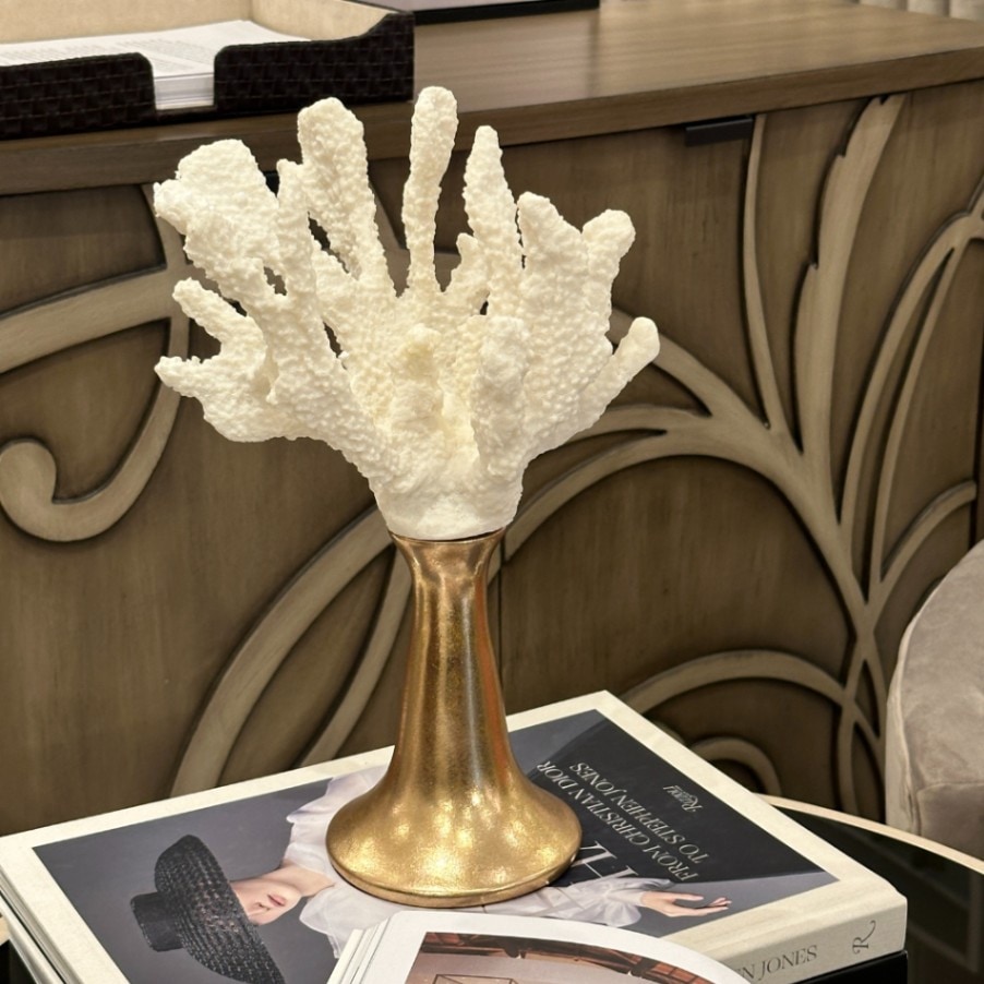 サンゴ オブジェ ホワイト×ゴールド ワイドタイプ | インテリア