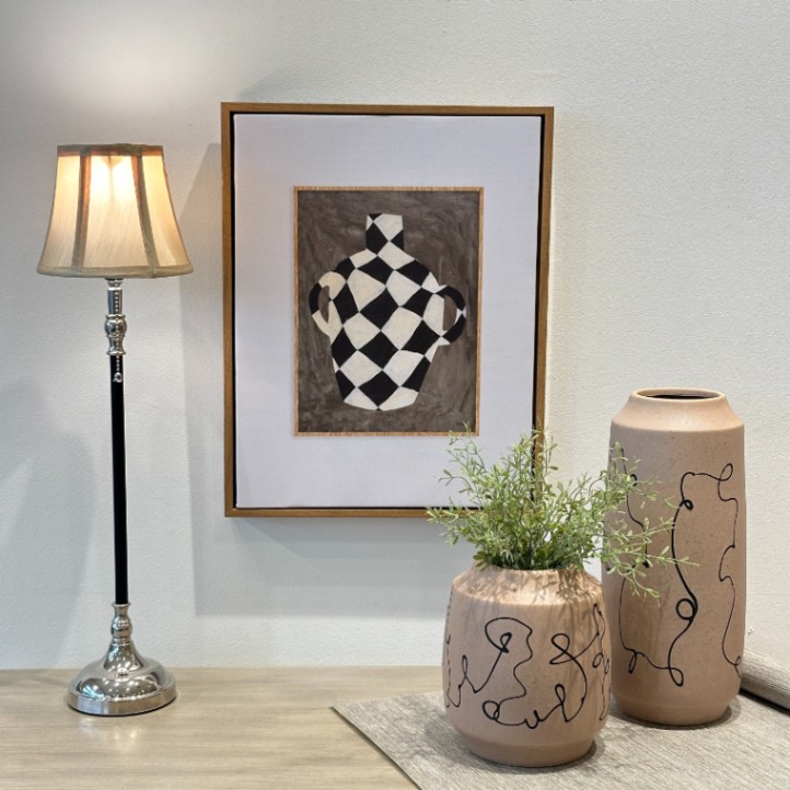 セラミックフラワーベース ベージュ×ブラックライン φ16 | 全ての商品