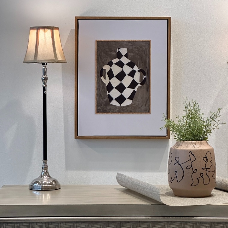 セラミックフラワーベース ベージュ×ブラックライン φ16