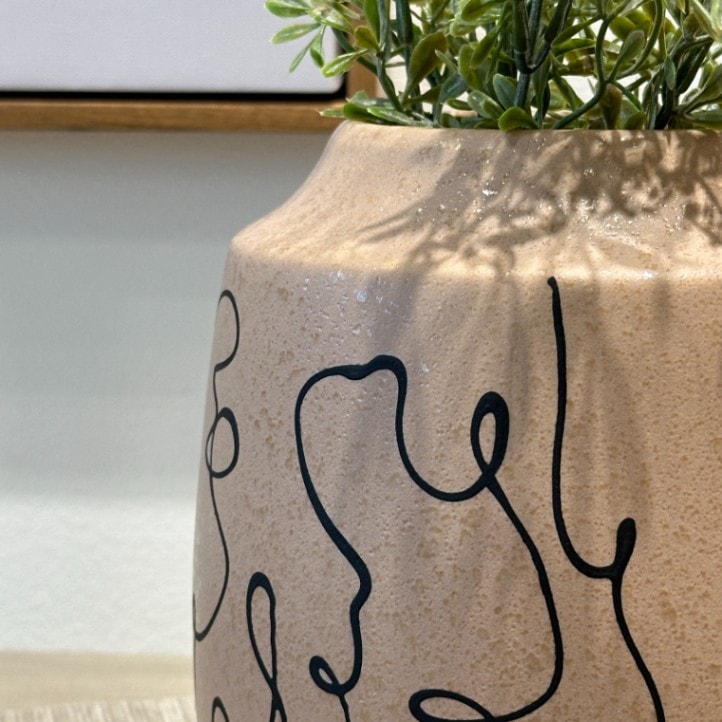 セラミックフラワーベース ベージュ×ブラックライン φ16