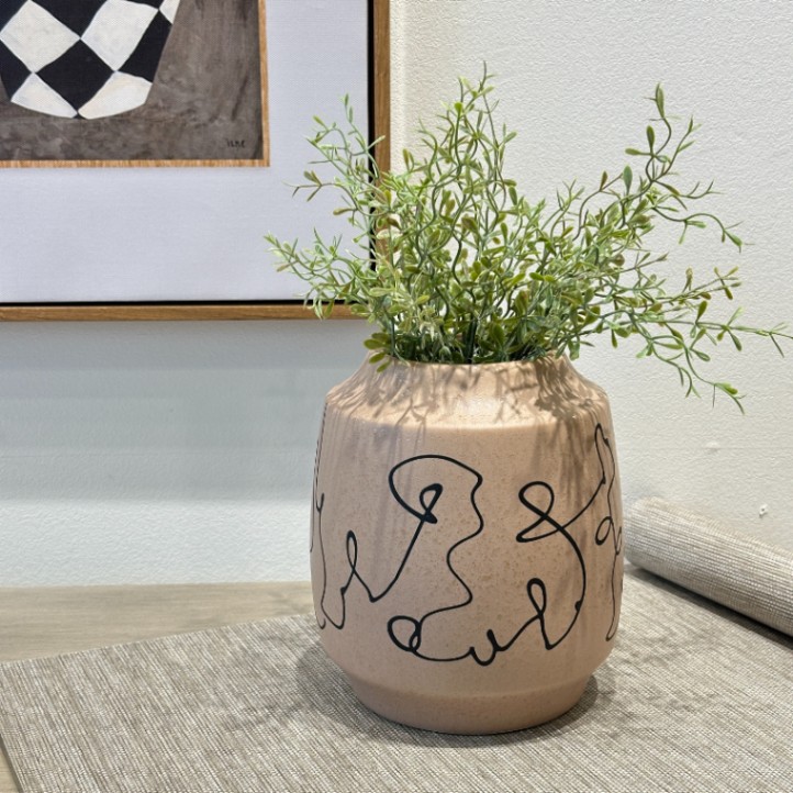 セラミックフラワーベース ベージュ×ブラックライン φ16