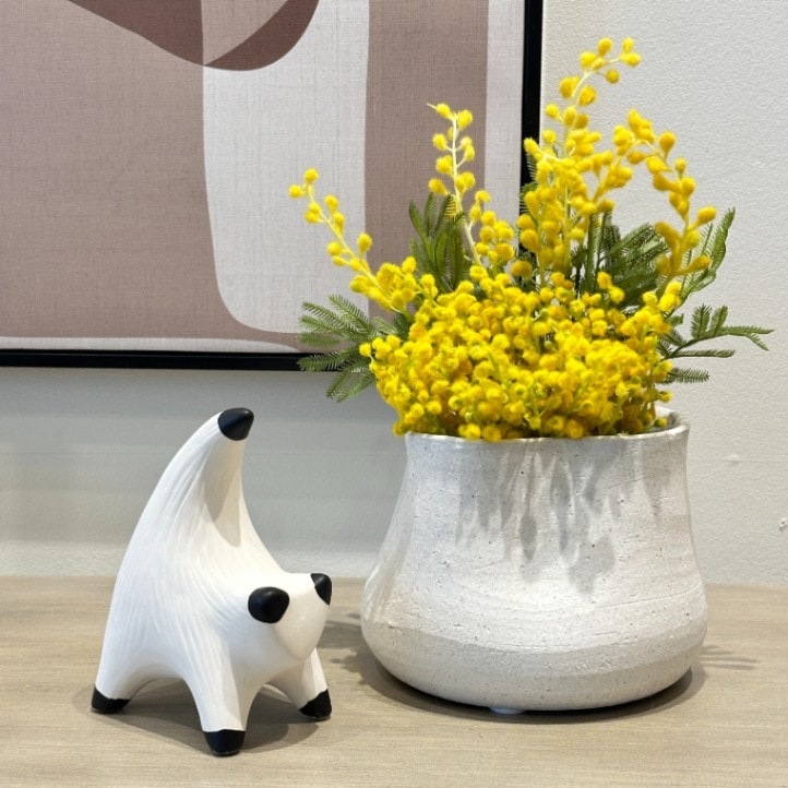 陶器フラワーベース ナチュラルアイボリー 高さ14cm