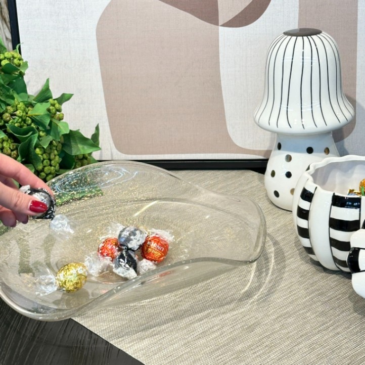 ガラスボウル ゴールド マーブル模様 31cm パーティー皿