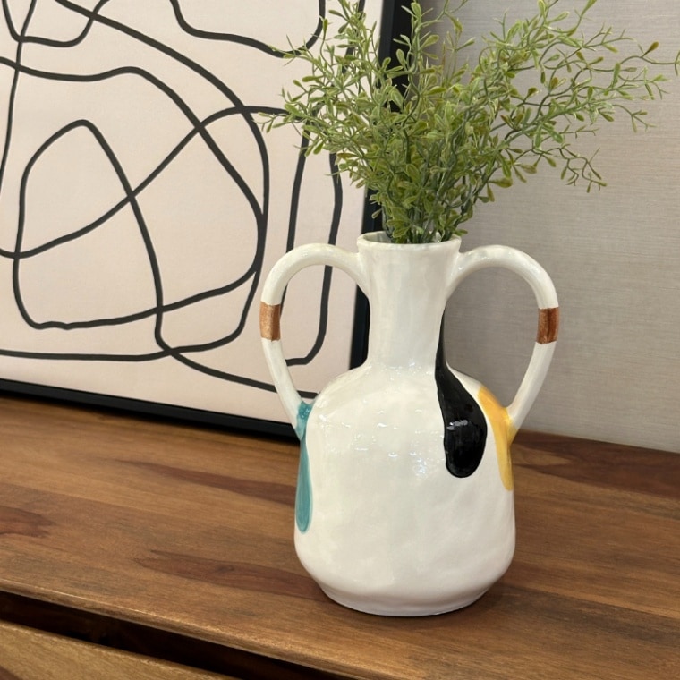 アートカラーフラワーベース 2ハンドル – セラミック製 | Paris style