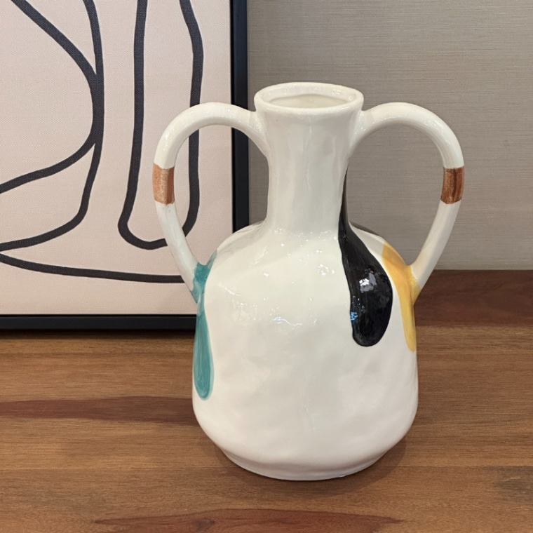 アートカラーフラワーベース 2ハンドル – セラミック製