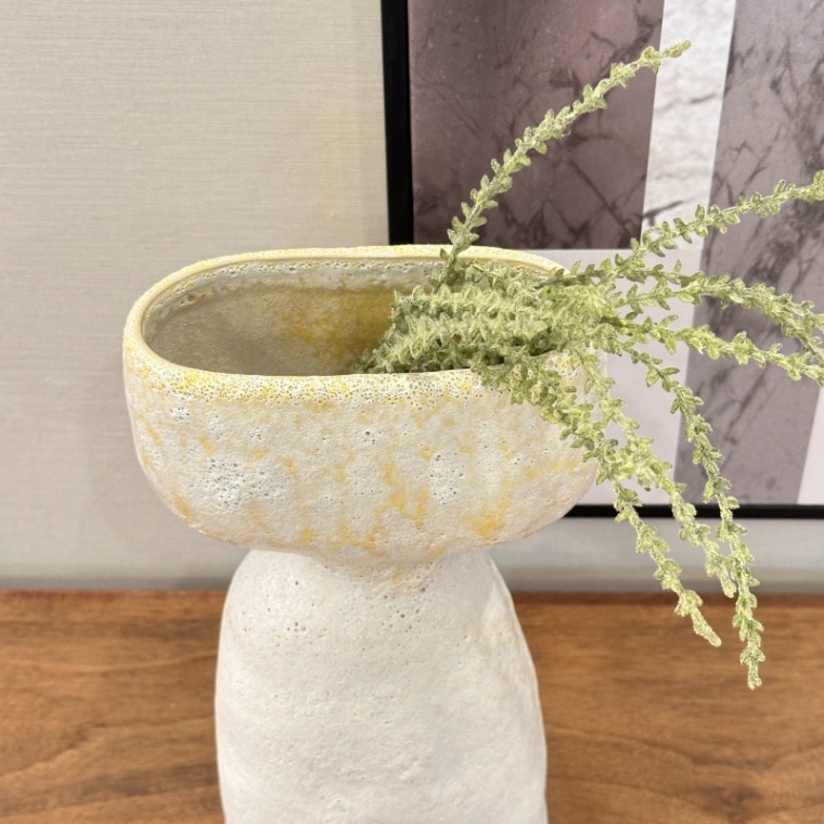 モダンセラミックフラワーベース 31cm ナチュラルストーン風