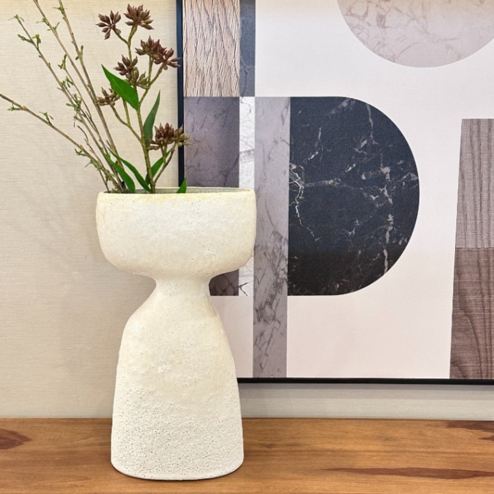 フラワーベース オフホワイト H45cm 徳利型 花瓶 陶器