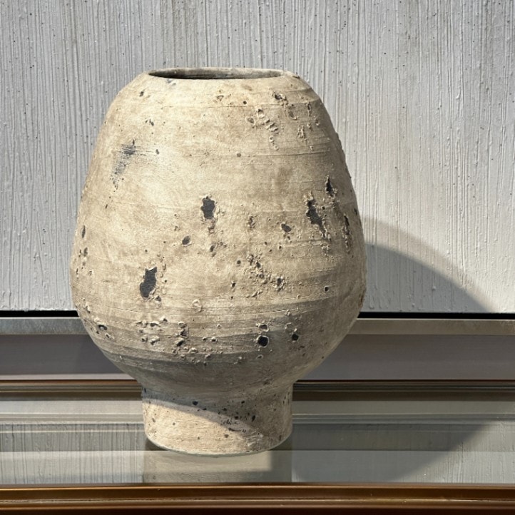 セラミックベース グレー 高座　花器 陶器
