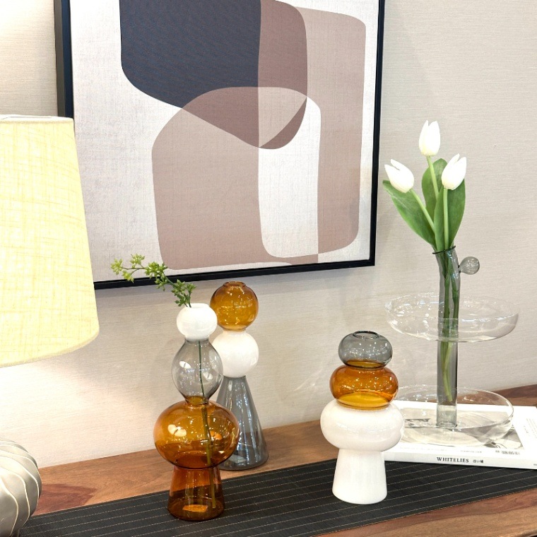 ガラスフラワーベース モダンカラーコンビネーション φ10×H26