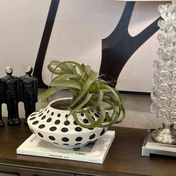 花瓶 和モダン モノトーン 高級 花器 おしゃれ フラワーベース 陶器 水玉 pg-19701.jpg