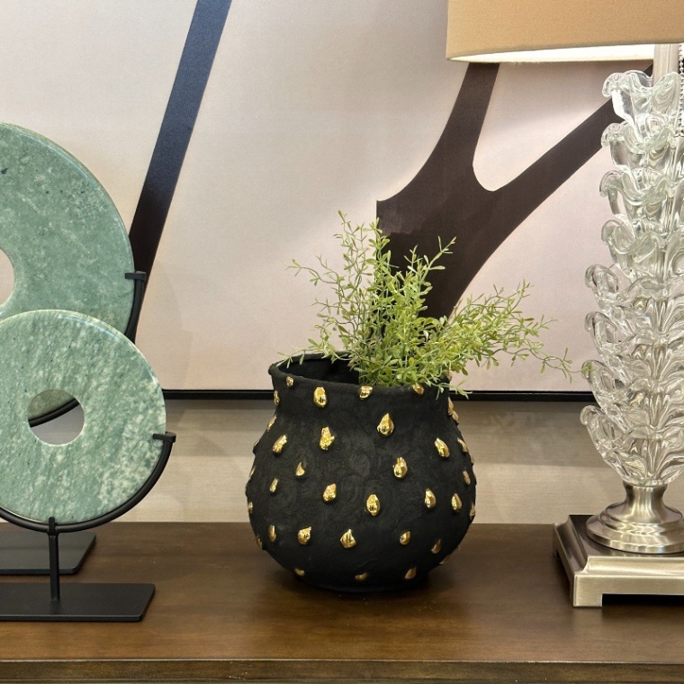 70's U.S.A. セラミックVase 花瓶 赤と緑の斑点模様 1978年 70's U.S.A. セラミックVase 花瓶 赤と緑の斑点模様 1978年