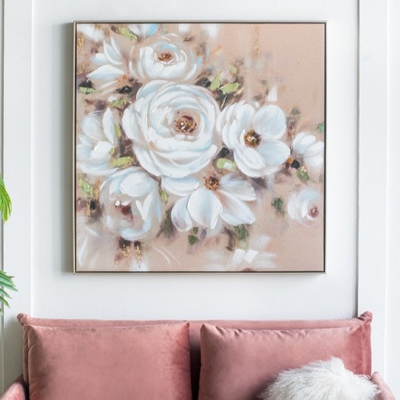 フラワー アートパネル ベージュ 92×92cm