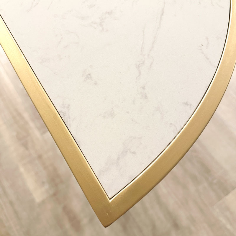 大理石天板のゴールドコンソールテーブル 半円 高さ85cm | アイアン