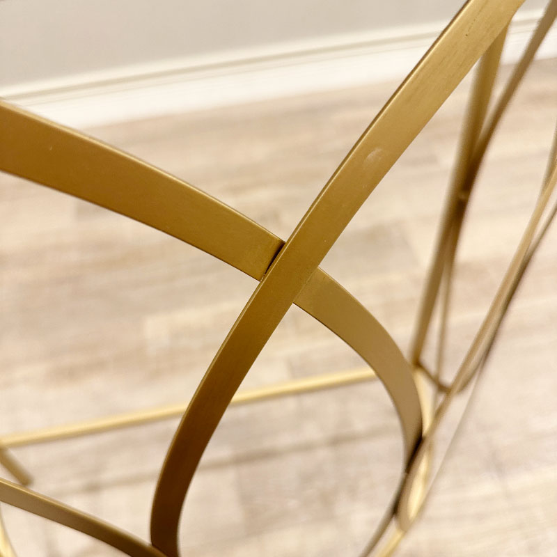 ゴールドアイアン×大理石風天板 コンソールテーブル アンティーク調 半円型 ゴールドアイアン×大理石風天板 コンソールテーブル アンティーク調 半