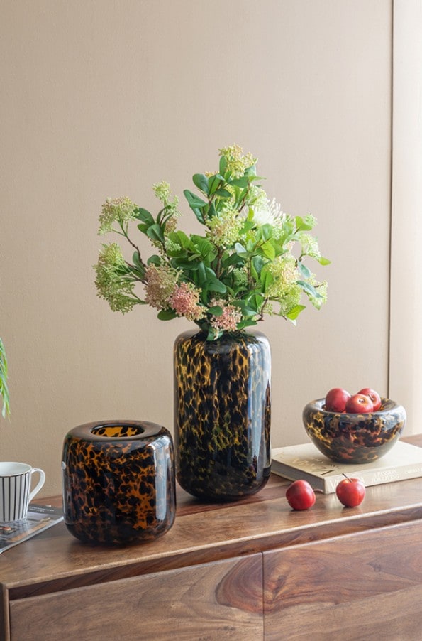 レオパード柄のフラワーベース ハイタイプ | インテリアデコレーション