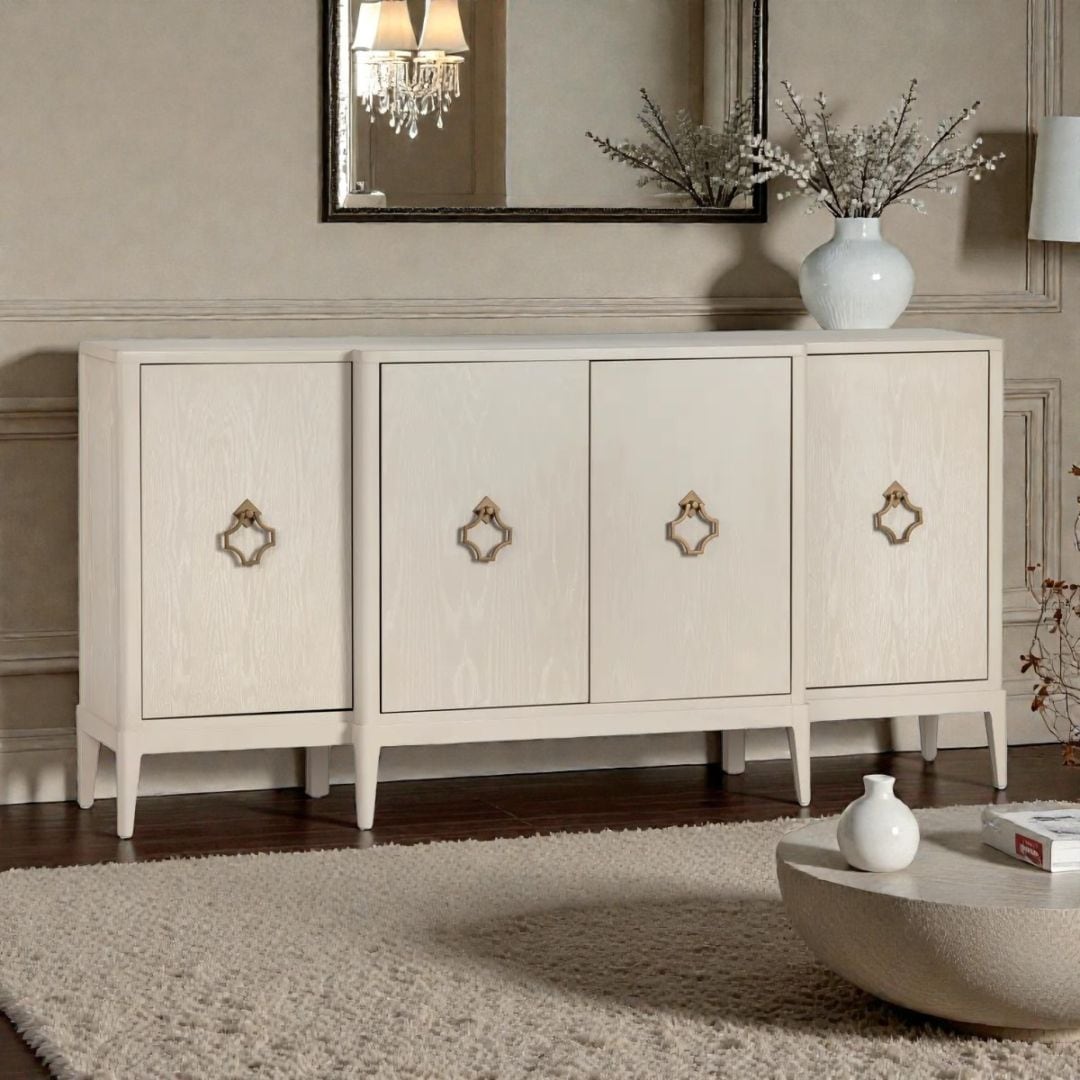 4ドア サイドボード ベージュ 幅192cm