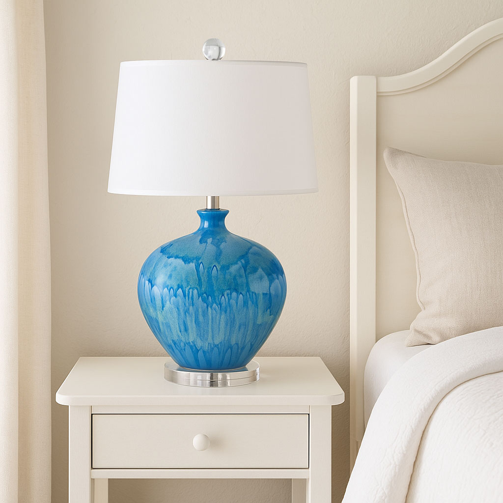 セラミック製テーブルランプ ブルー | ライト・照明,テーブルランプ