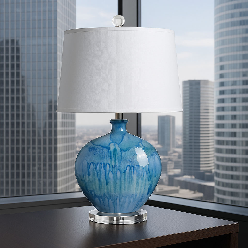 セラミック製テーブルランプ ブルー | Paris style コレクション