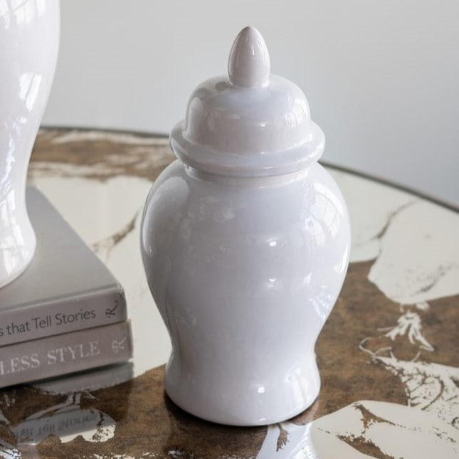 セラミック ジンジャージャーベース 蓋付き アイボリー