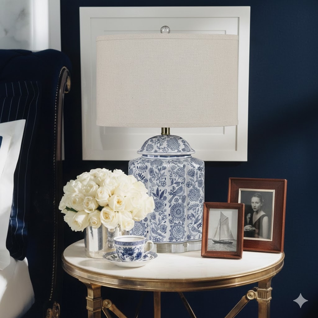 シノワズリ調 磁器テーブルランプ 高さ58cm | ライト,テーブルランプ