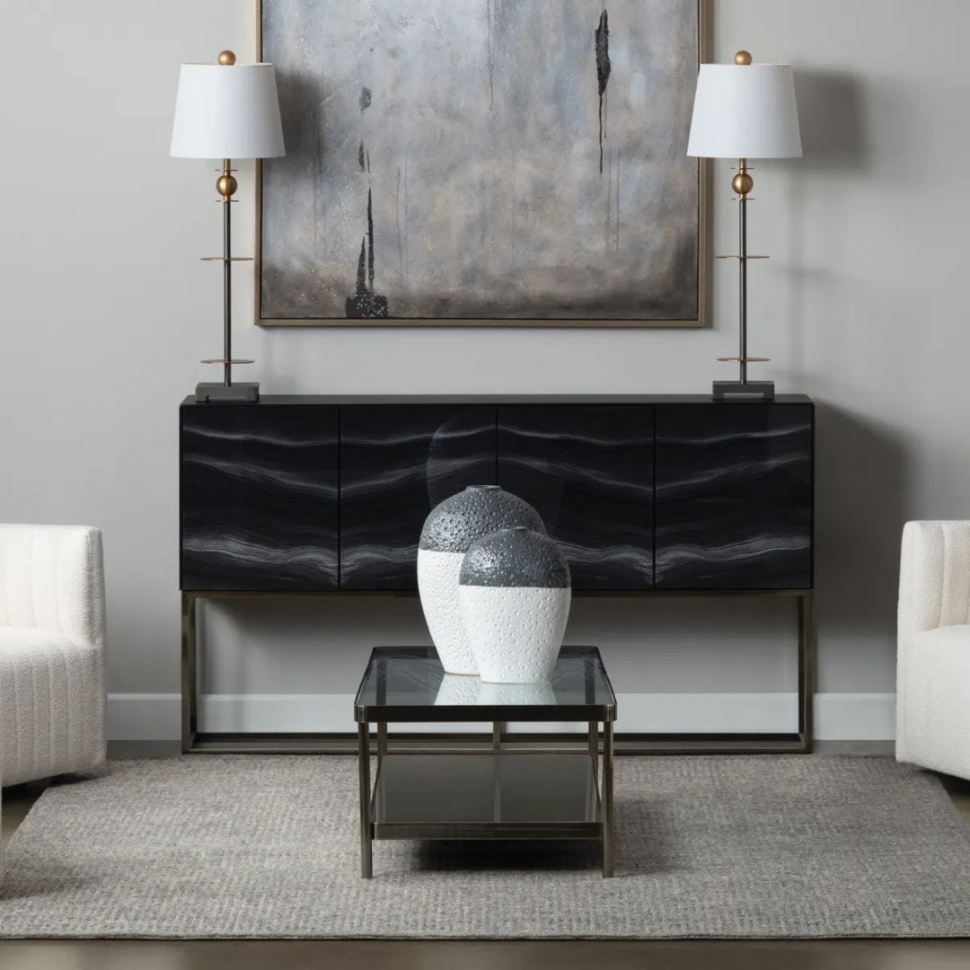 ブラックマーブル調 キャビネット 幅173cm