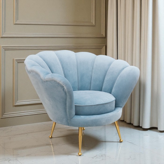 シングルソファ アームチェア ブルー