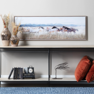 【横幅150】草原を駆ける馬たち 壁掛けアートパネル｜モダンインテリア