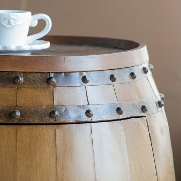 樽型ワインラック×サイドテーブル 木製 アメリカンヴィンテージ風