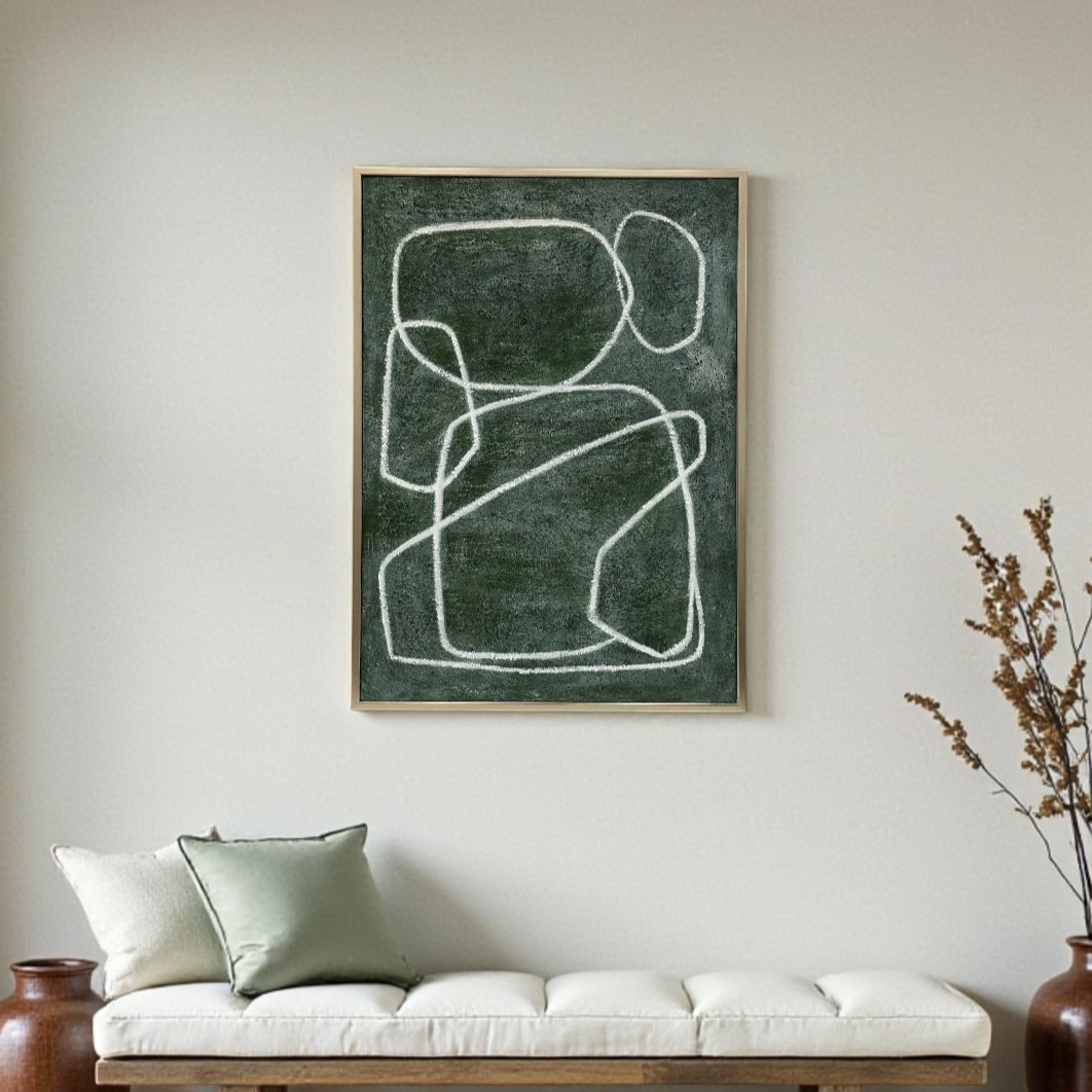 アートフレーム グリーンｘホワイトライン　73×103cm　縦横設置可